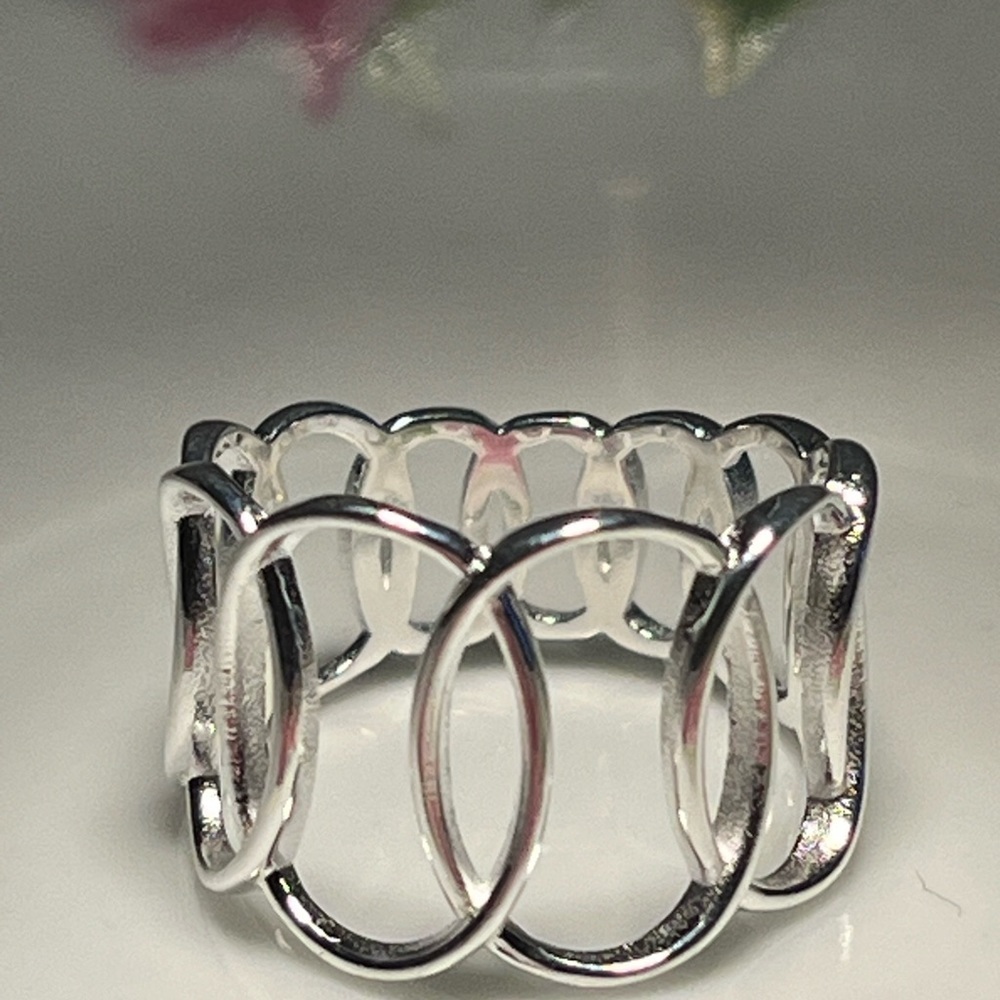 925 Solid Sterling Silver Abstract Ring - image 4